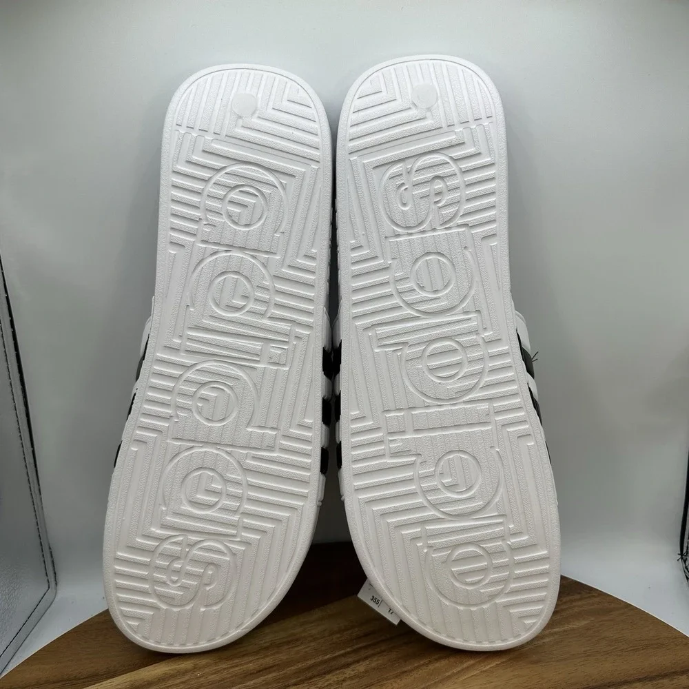 Adidas Adissage Slip On Sandals Slides White Black Casual Beach‎ F35573 Men's 17